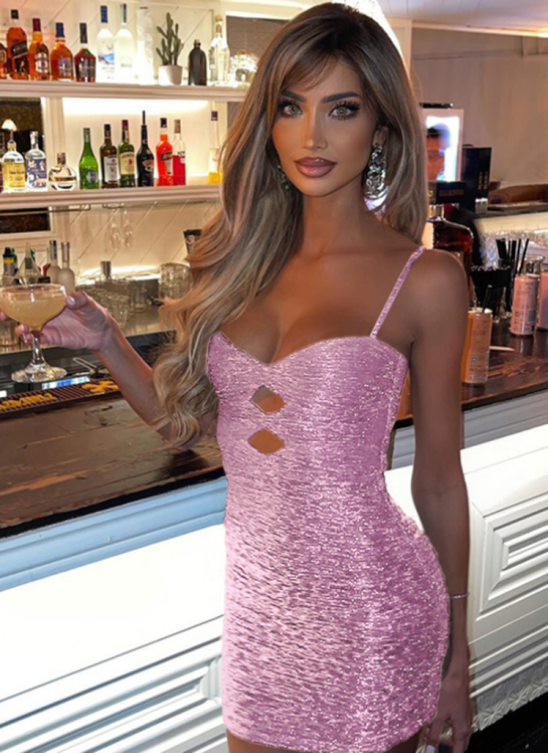 Sexy Temperament Shiny Hollow Suspender Dress