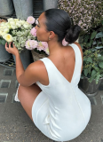 Sexy V-Neck Sleeveless Waist Dress