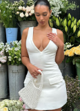 Sexy V-Neck Sleeveless Waist Dress