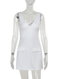 Sexy V-Neck Sleeveless Waist Dress