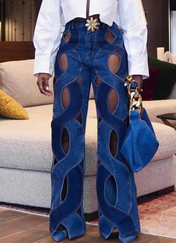 Fashionable Metal Button Twist Love Jeans