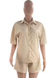 Holiday Style Ladies Shirt Fashion Casual Shorts Two Piece Set