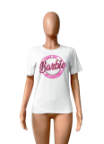 Lettering Printed Crew Neck Short Sleeve T-Shirt