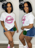 Lettering Printed Crew Neck Short Sleeve T-Shirt