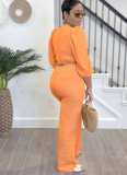 Solid Color Cardigan Long Sleeve Fashion Casual Trousers Two Piece Set