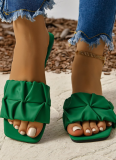 Summer New Pleated Flip-Flops Flat Large Size Sandals