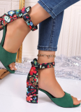 Summer New Style Fish Mouth Color Matching Buckle Large Size High Heel Sandals