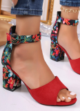 Summer New Style Fish Mouth Color Matching Buckle Large Size High Heel Sandals