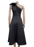Fashion Women's Solid Color Bow Sexy Dress
