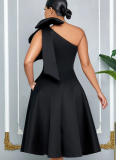 Fashion Women's Solid Color Bow Sexy Dress