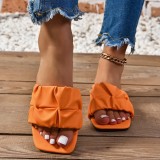 Summer New Pleated Flip-Flops Flat Large Size Sandals