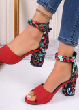Summer New Style Fish Mouth Color Matching Buckle Large Size High Heel Sandals