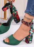 Summer New Style Fish Mouth Color Matching Buckle Large Size High Heel Sandals
