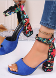 Summer New Style Fish Mouth Color Matching Buckle Large Size High Heel Sandals