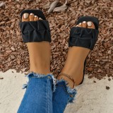 Summer New Pleated Flip-Flops Flat Large Size Sandals