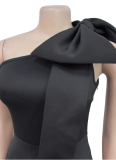 Fashion Women's Solid Color Bow Sexy Dress