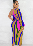 Sexy Loose Single Sleeve Tie Casual Dresses