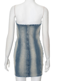 Blue Sexy Hottie Ripped Denim Dress