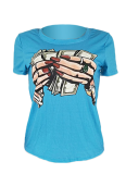 Casual US Dollar Printed Round Neck T-Shirt
