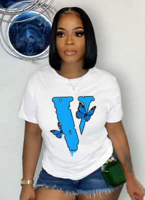 Large Size Printed Round Neck Short Sleeve T-Shirt