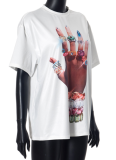 White Loose Simple And Versatile Trendy Short-Sleeved T-Shirt