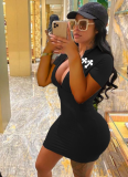 Double Cross Printed Sports Casual Dress