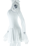White Sexy Halterneck Sleeveless Backless Pleated Temperament Dress