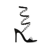 Stylish Satin Rhinestone High Heel Sandals