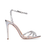 Fashionable Jelly Diamond Stiletto Round Toe High Heels
