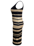 Summer Striped Print Sleeveless Oversized Dress