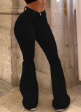 Elastic High Waist Bootcut Denim Trousers