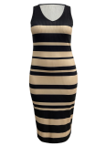 Summer Striped Print Sleeveless Oversized Dress
