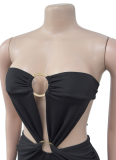 Fashion Women's Solid Color Sleeveless Tube Top Hollow Jumpsuit