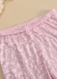 Mesh Lace Hollow Chest Wrap Top Flared Trousers Two-Piece Set