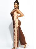 Fashionable Contrast Color Personalized Tassel Casual Jumpsuit