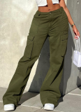 Army Green Comfort Casual Large Pocket Slim Fit Overalls