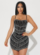 Sexy Slightly Transparent Mesh Perm Diamond Sling Hip Dress