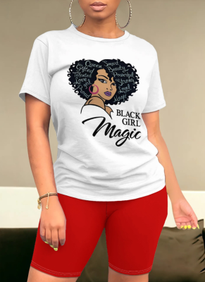 Casual Printed Round Neck Short Sleeve Two-Piece Suit