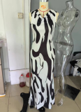V-Neck Fashionable Printed Sleeveless Dress