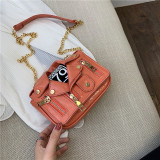 Fashionable Oil Leather Jacket Shoulder Crossbody Bag