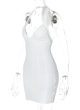 Sexy Deep V Slim Backless Halter Neck Dress