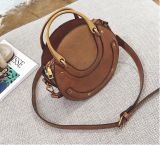 Fashionable Matte Stitching Crossbody Handheld Round Bag