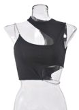 Metal Chain Exposed Navel Vest