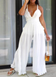 Sexy Ruffled Suspenders Wide-Leg Jumpsuit
