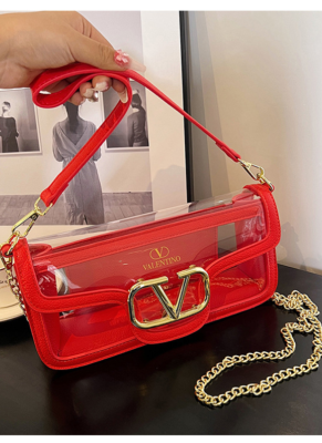Fashionable One-shoulder Cross-body Transparent Small Square Bag