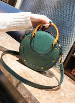 Fashionable Matte Stitching Crossbody Handheld Round Bag