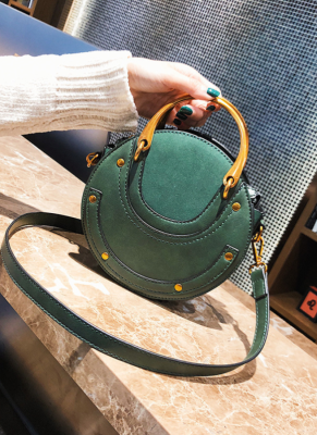 Fashionable Matte Stitching Crossbody Handheld Round Bag