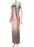 Backless Sleeveless Ombre Tube Dress