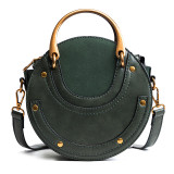 Fashionable Matte Stitching Crossbody Handheld Round Bag