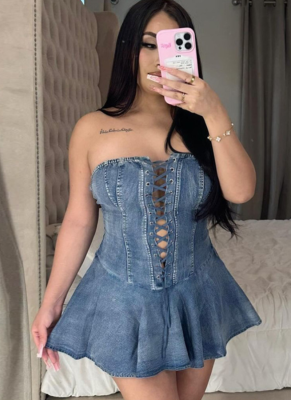 Zipper Tie-Up Sexy Transparent Strap Ruffled Dress